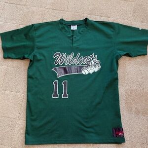 Vintage Rawlings Wildcats Mesh Jersey Green Paul #11 Men Large Baseball USA Made
